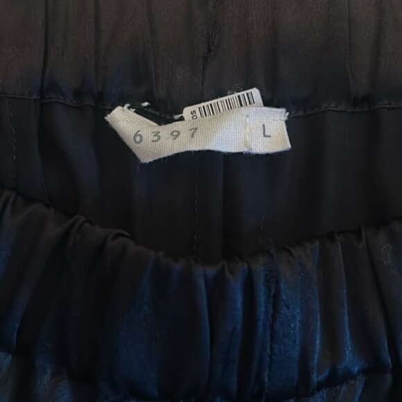 6397 Black Satin Silk Elastic Waistband Pull-On Pants - Picture 7 of 8